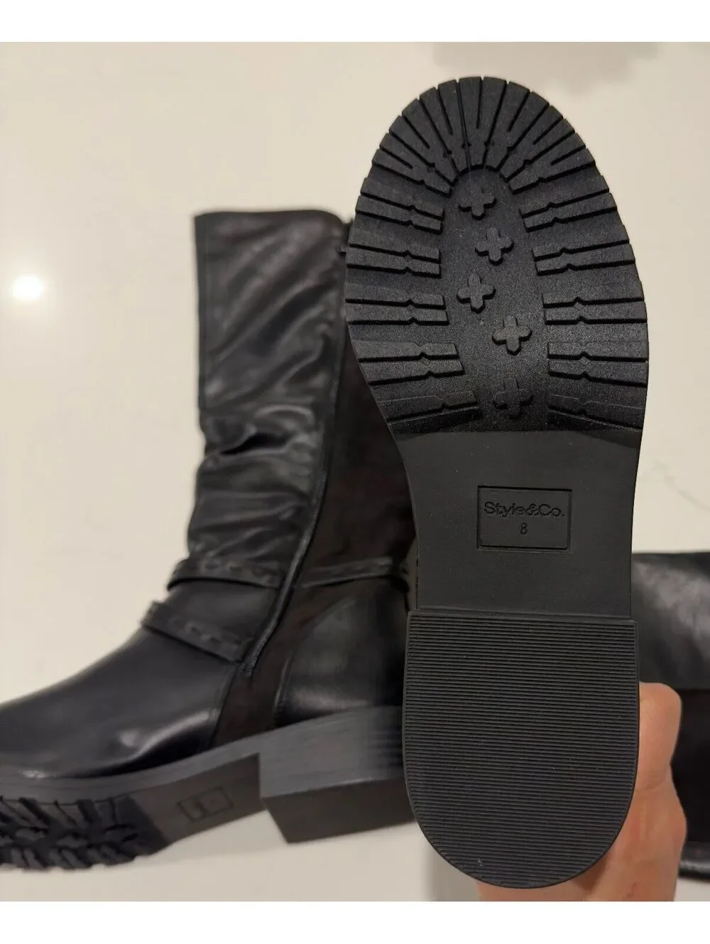 Style & Co Verityy Black Block Heel Boots Women Size 8